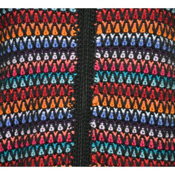 Coldwater Creek Full Zip Colorful Rainbow Crochet Cardigan Sweater Size L - Picture 3 of 10